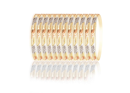 Three Tone Plated Side Veni Bangles